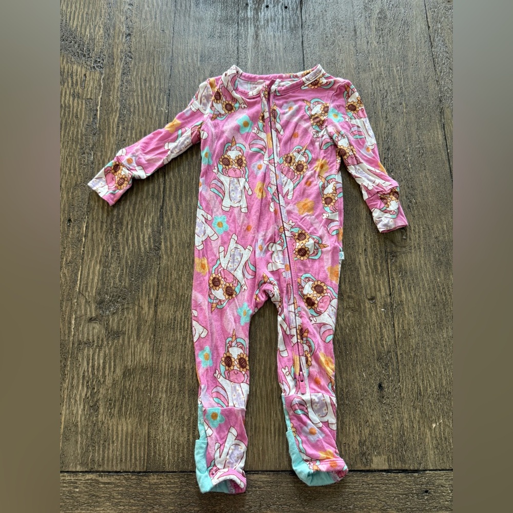 Posh Peanut Pink and White Footies One Piece